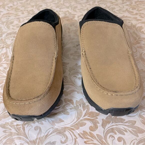 Women’s Lands End Moc Clogs Shoes Tan Suede Leather Sz 9 NWOT Gorgeous - Picture 3 of 4